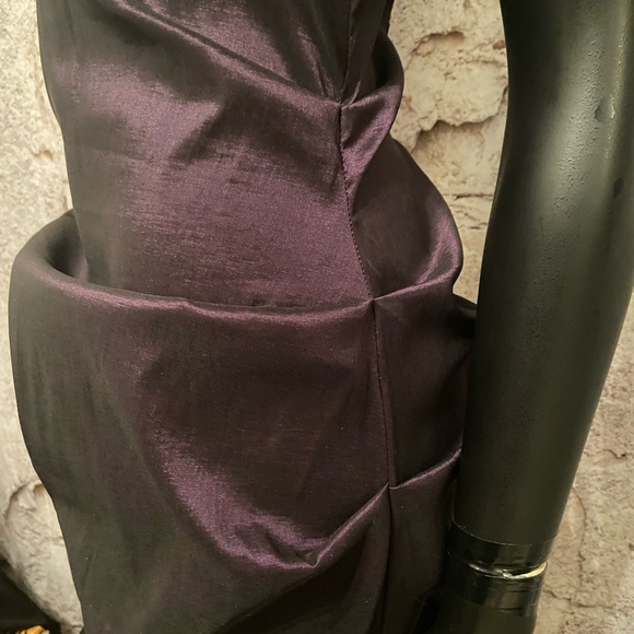 BA Nites Eggplant Stretch Sateen Cocktail Dress - Picture 5 of 8